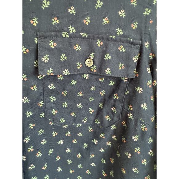 L.L.Bean Signature Collection Flower Button-up Shirt Size S Long sleeve Navy - Picture 4 of 8